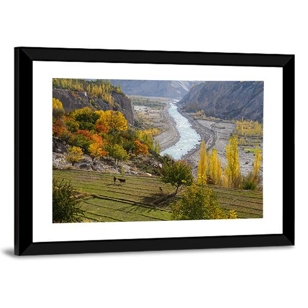 Agricultural Field Near Hunza Valley Canvas Wall Art-3 Horizontal-Gallery Wrap-25&quot; x 16&quot;-Tiaracle