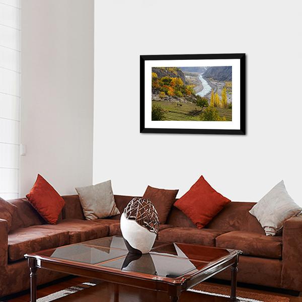 Agricultural Field Near Hunza Valley Canvas Wall Art-3 Horizontal-Gallery Wrap-25&quot; x 16&quot;-Tiaracle