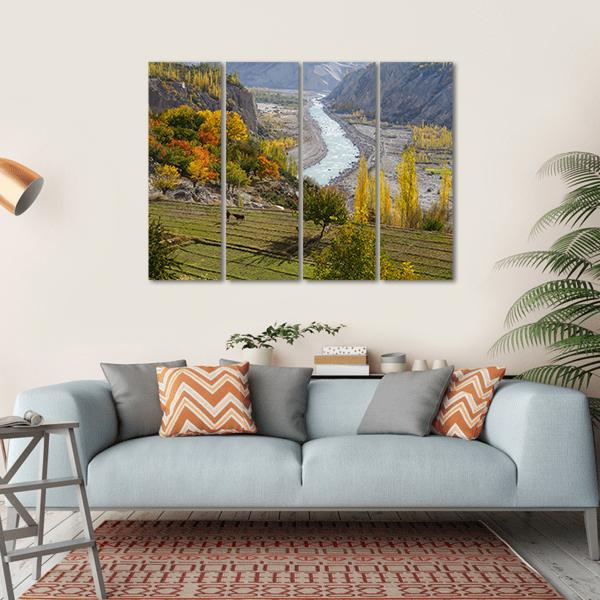 Agricultural Field Near Hunza Valley Canvas Wall Art-4 Horizontal-Gallery Wrap-34" x 24"-Tiaracle