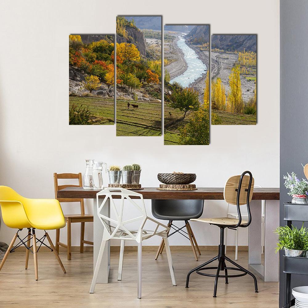 Agricultural Field Near Hunza Valley Canvas Wall Art-4 Pop-Gallery Wrap-50&quot; x 32&quot;-Tiaracle