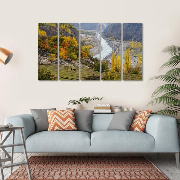 Agricultural Field Near Hunza Valley Canvas Wall Art-5 Horizontal-Gallery Wrap-22" x 12"-Tiaracle