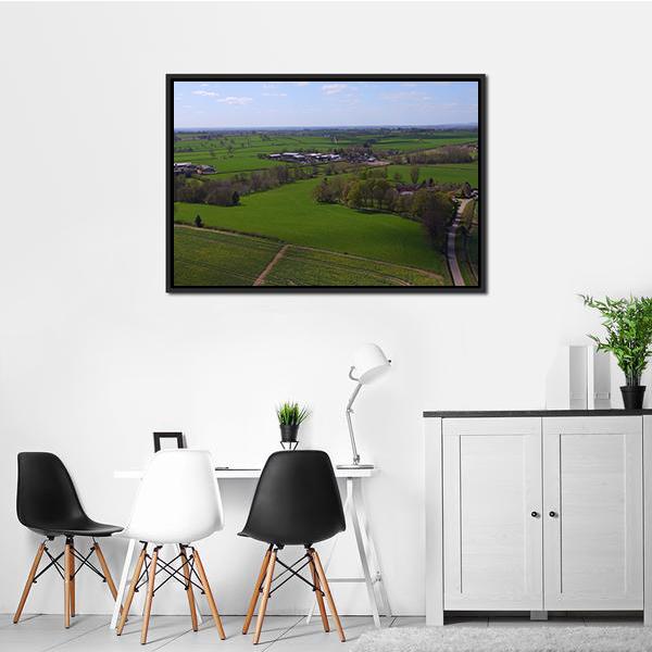 Agriculture Fields And Farms Panoramic Canvas Wall Art-1 Piece-36" x 12"-Tiaracle