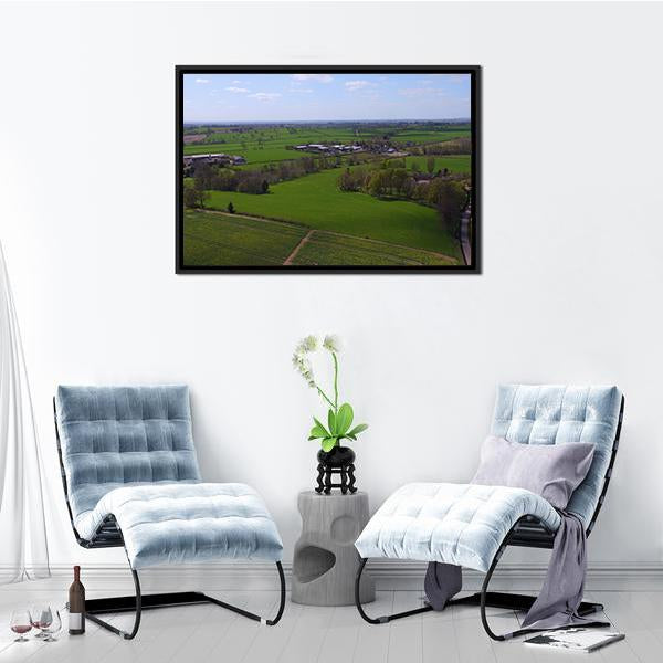 Agriculture Fields And Farms Panoramic Canvas Wall Art-1 Piece-36" x 12"-Tiaracle