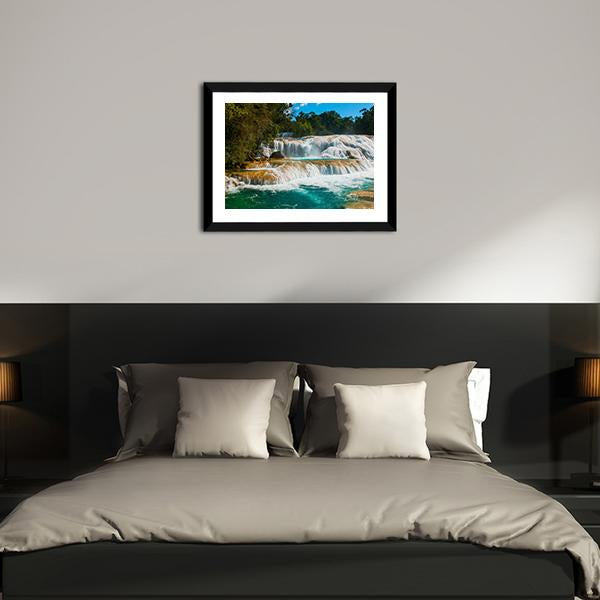 Agua Azul Waterfall Canvas Wall Art-3 Horizontal-Gallery Wrap-25" x 16"-Tiaracle