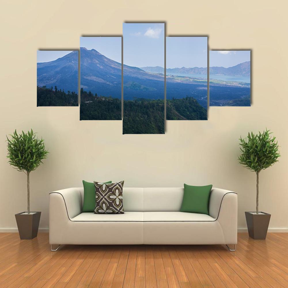 Agung Mountain Canvas Wall Art-5 Star-Gallery Wrap-62&quot; x 32&quot;-Tiaracle