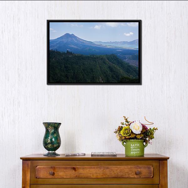 Agung Mountain Canvas Wall Art-1 Piece-Floating Frame-24&quot; x 16&quot;-Tiaracle