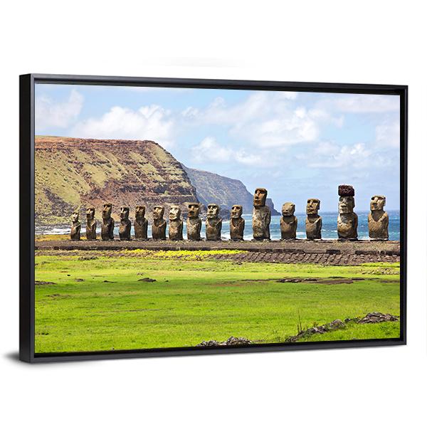 Ahu Tongariki Canvas Wall Art-5 Horizontal-Gallery Wrap-22" x 12"-Tiaracle