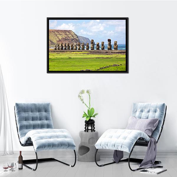 Ahu Tongariki Canvas Wall Art-5 Horizontal-Gallery Wrap-22" x 12"-Tiaracle