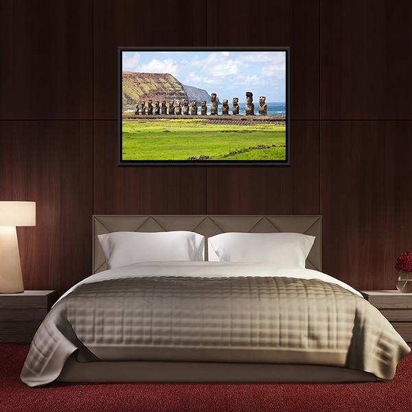 Ahu Tongariki Canvas Wall Art-3 Horizontal-Gallery Wrap-25" x 16"-Tiaracle