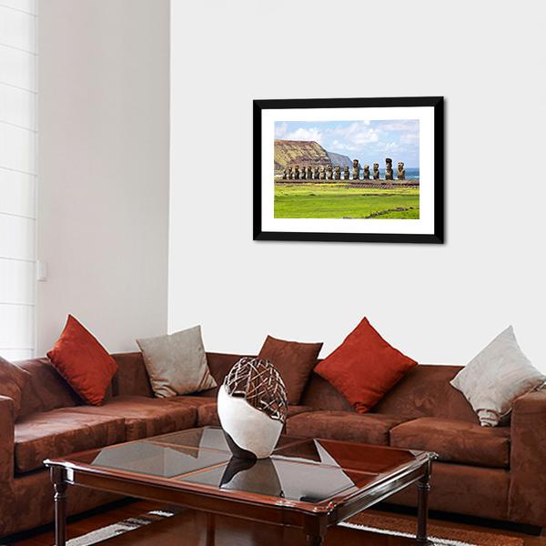 Ahu Tongariki Canvas Wall Art-3 Horizontal-Gallery Wrap-25" x 16"-Tiaracle
