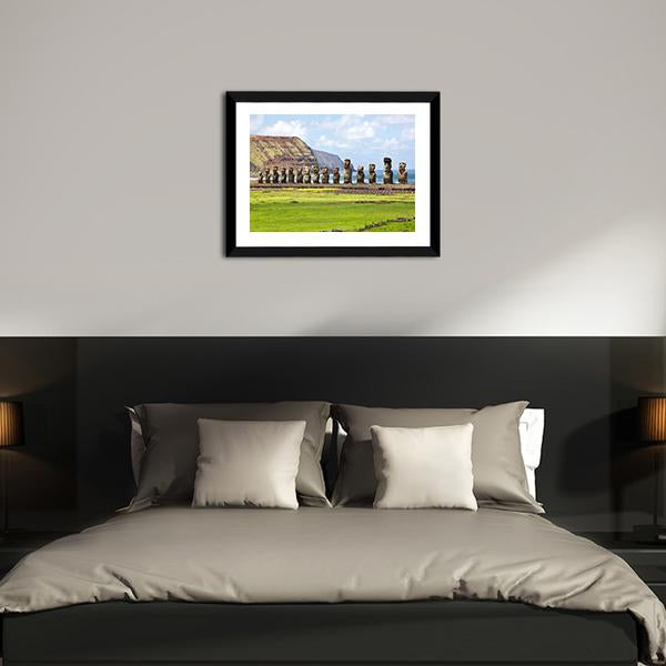 Ahu Tongariki Canvas Wall Art-5 Horizontal-Gallery Wrap-22" x 12"-Tiaracle