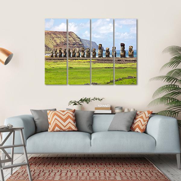 Ahu Tongariki Canvas Wall Art-4 Horizontal-Gallery Wrap-34" x 24"-Tiaracle