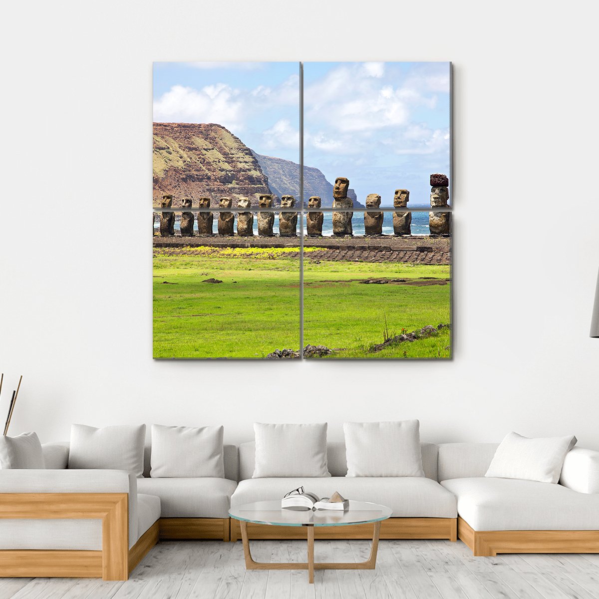 Ahu Tongariki Canvas Wall Art-4 Square-Gallery Wrap-17" x 17"-Tiaracle