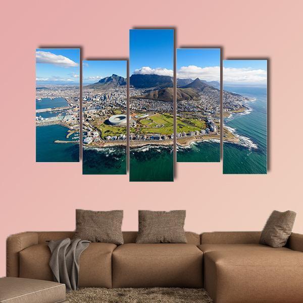 Aerial View Of Cape Town Canvas Wall Art-5 Pop-Gallery Wrap-47" x 32"-Tiaracle