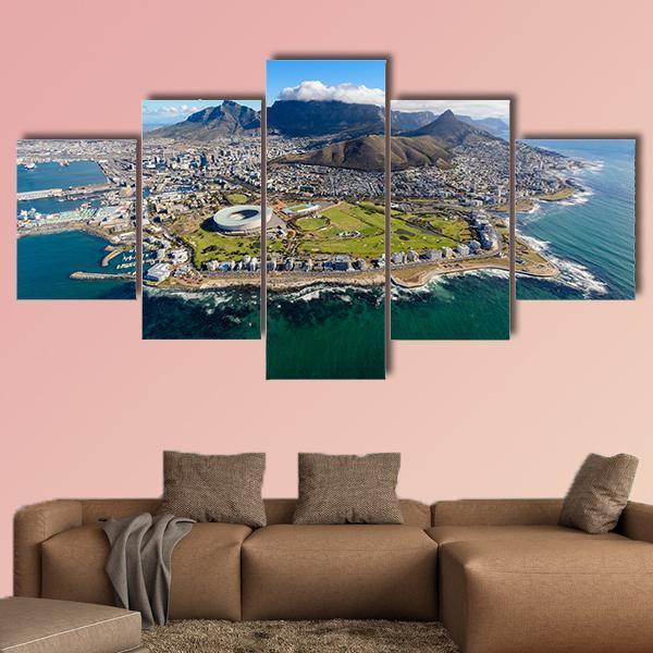 Aerial View Of Cape Town Canvas Wall Art-5 Star-Gallery Wrap-62" x 32"-Tiaracle