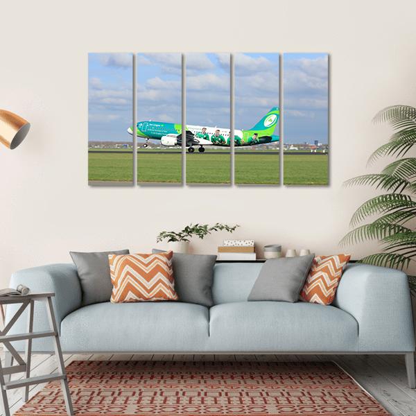 Airbus On Runway Canvas Wall Art-5 Horizontal-Gallery Wrap-22" x 12"-Tiaracle