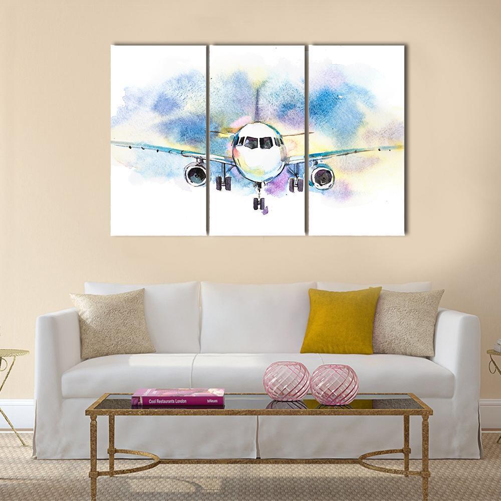 Aircraft Airplane Flying Canvas Wall Art-3 Horizontal-Gallery Wrap-37" x 24"-Tiaracle