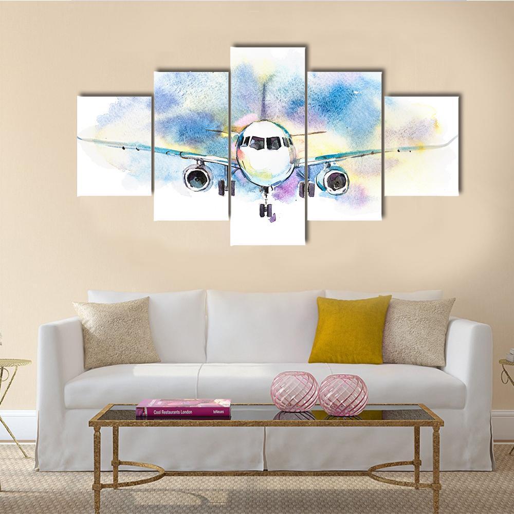 Aircraft Airplane Flying Canvas Wall Art-5 Star-Gallery Wrap-62" x 32"-Tiaracle