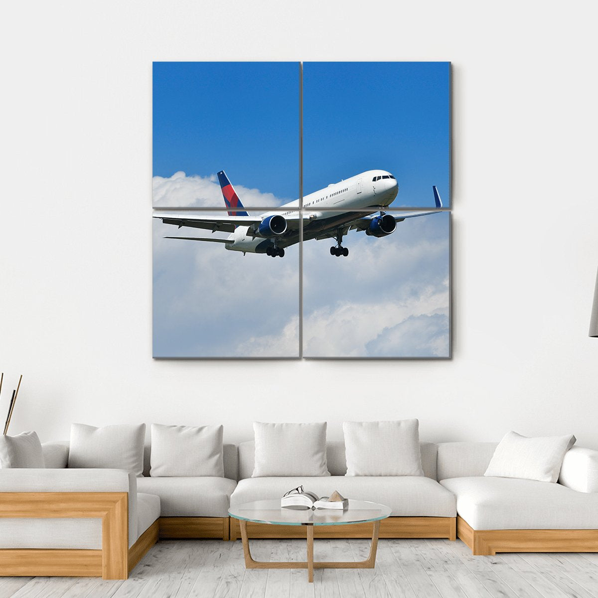 Aircraft Approach Canvas Wall Art-4 Square-Gallery Wrap-17" x 17"-Tiaracle
