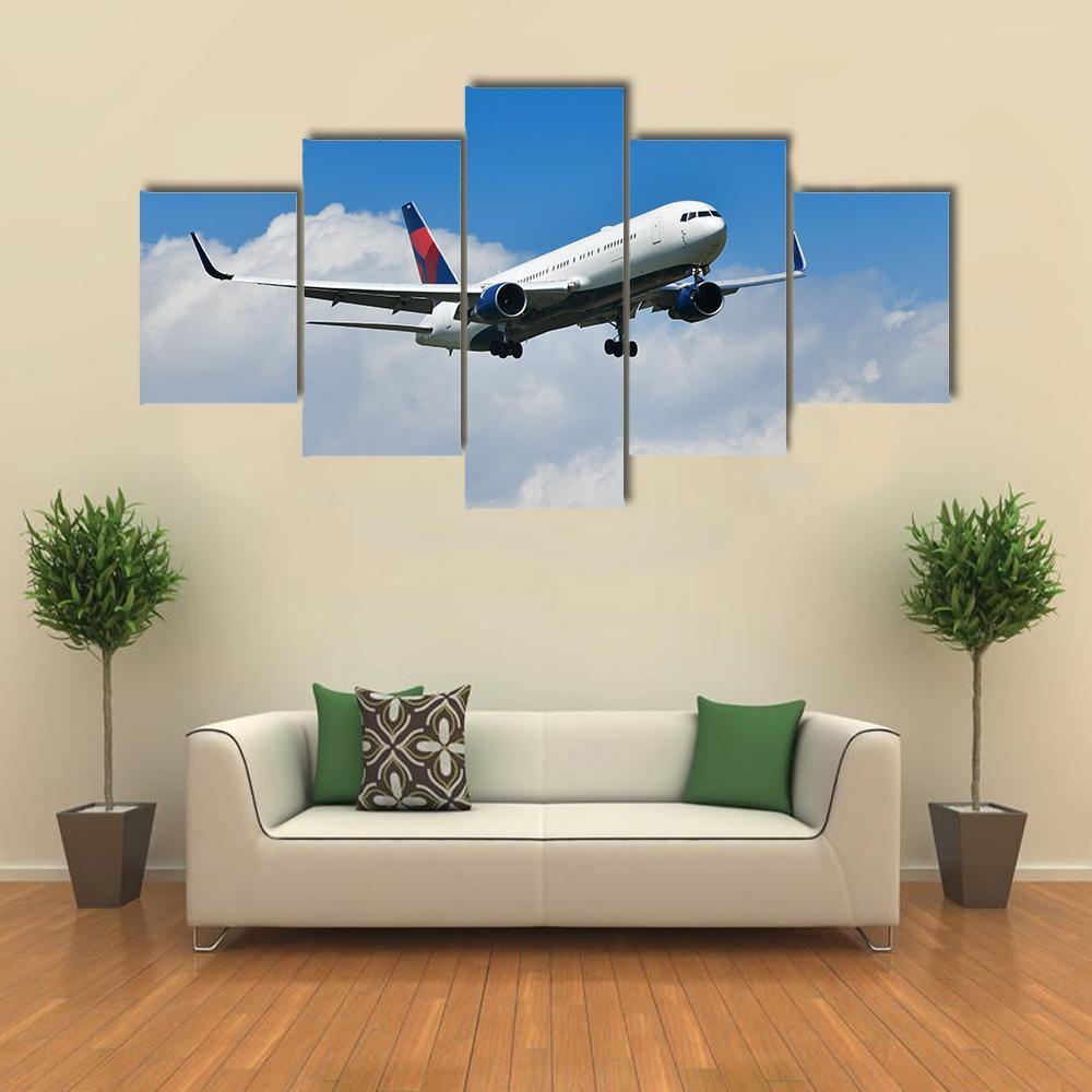 Aircraft Approach Canvas Wall Art-5 Star-Gallery Wrap-62" x 32"-Tiaracle