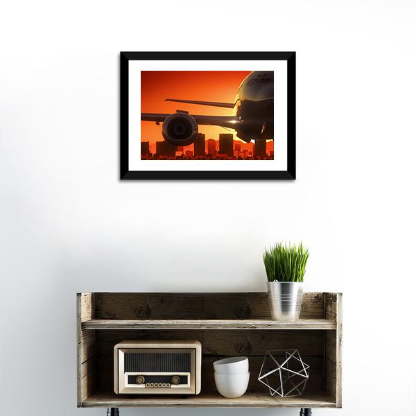 Aircraft At Sunrise Canvas Wall Art-1 Piece-Framed Print-20" x 16"-Tiaracle