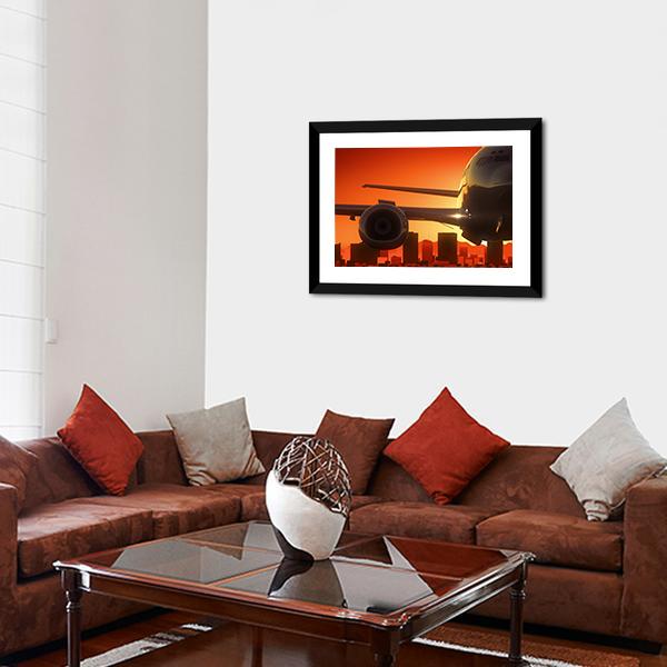 Aircraft At Sunrise Canvas Wall Art-3 Horizontal-Gallery Wrap-25" x 16"-Tiaracle