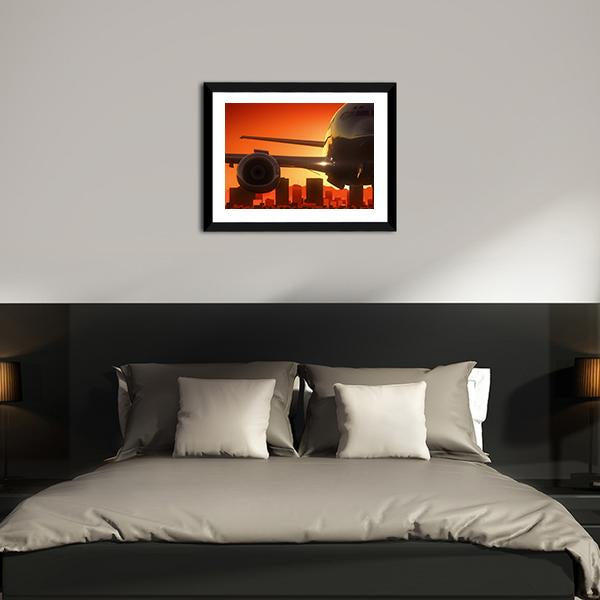 Aircraft At Sunrise Canvas Wall Art-3 Horizontal-Gallery Wrap-25" x 16"-Tiaracle
