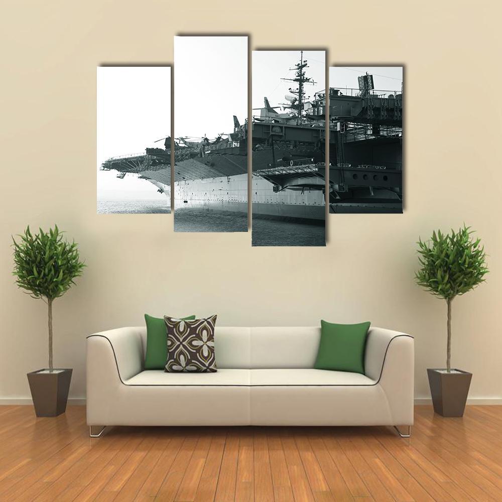 Aircraft Carrier In Ocean Canvas Wall Art-4 Pop-Gallery Wrap-50" x 32"-Tiaracle