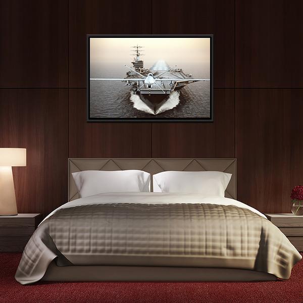 Aircraft Carrier In Sea Canvas Wall Art-5 Horizontal-Gallery Wrap-22" x 12"-Tiaracle