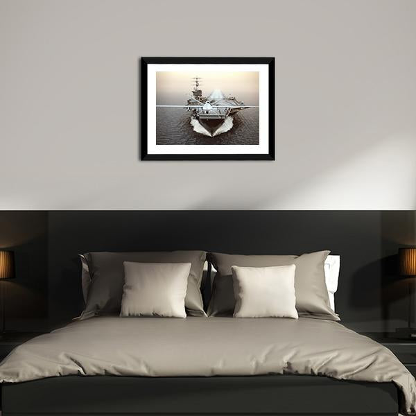 Aircraft Carrier In Sea Canvas Wall Art-5 Horizontal-Gallery Wrap-22" x 12"-Tiaracle