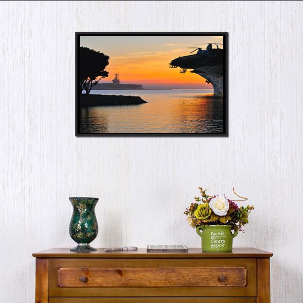 Aircraft Carrier Canvas Wall Art-1 Piece-Floating Frame-24" x 16"-Tiaracle