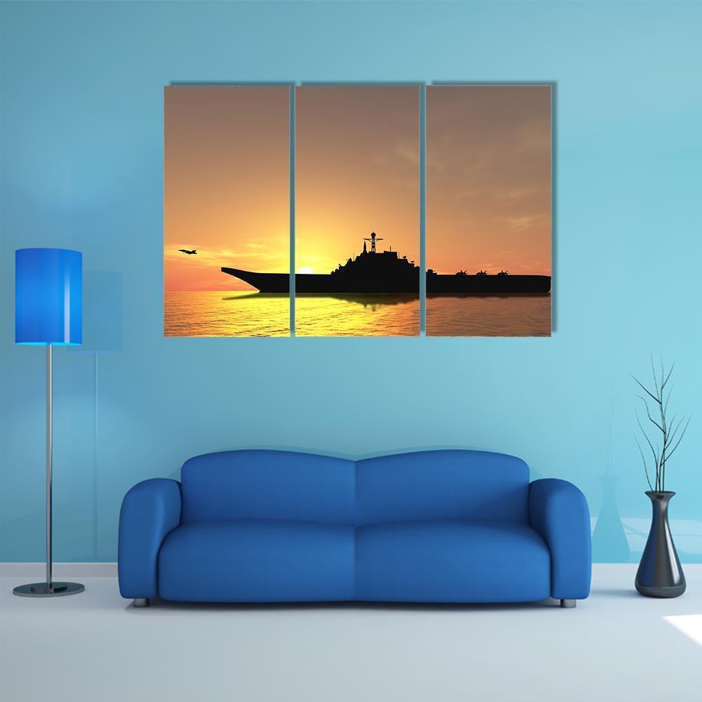 Aircraft Carrier On Sea Near Iraq Canvas Wall Art-3 Horizontal-Gallery Wrap-37" x 24"-Tiaracle