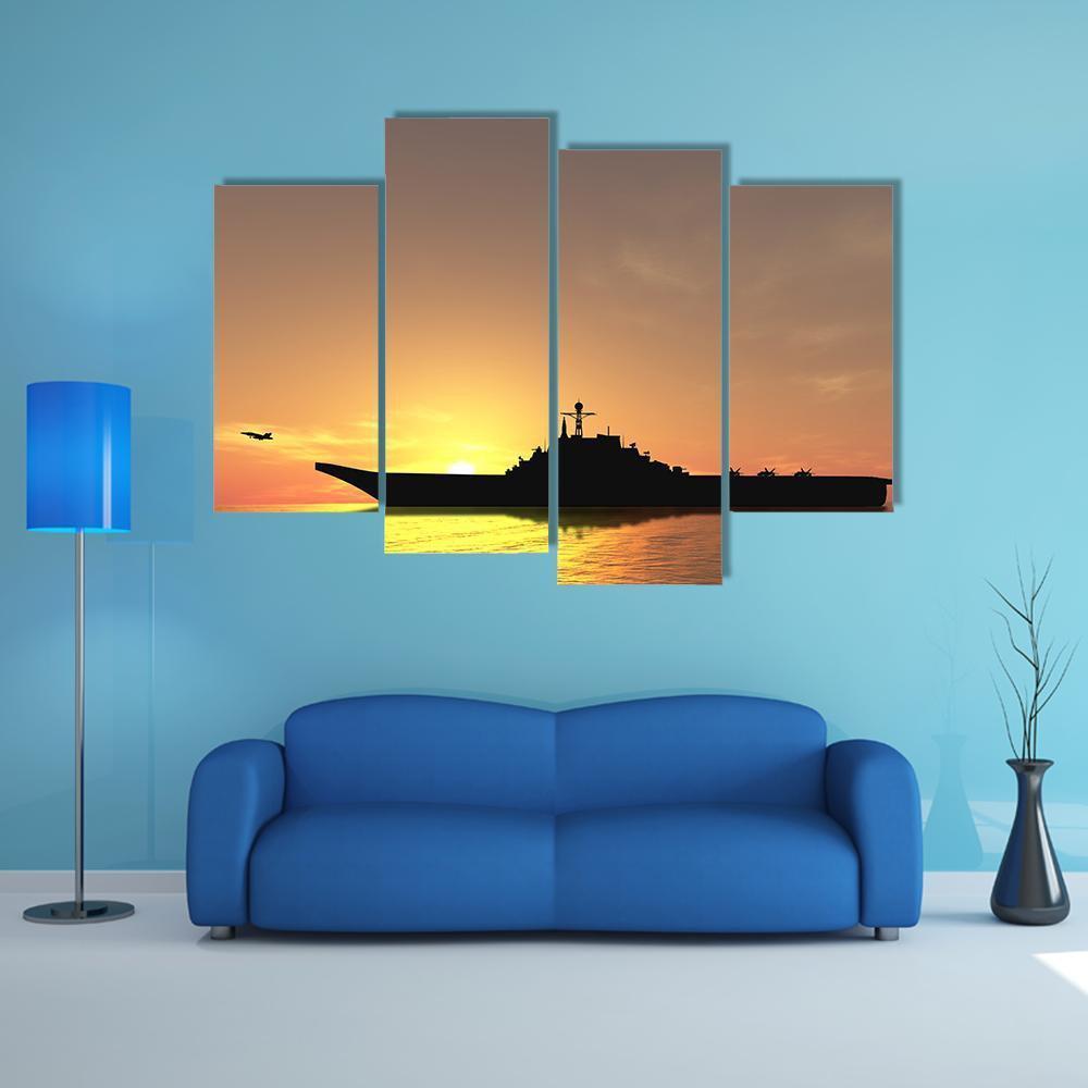 Aircraft Carrier On Sea Near Iraq Canvas Wall Art-4 Pop-Gallery Wrap-50" x 32"-Tiaracle