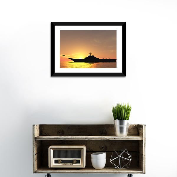 Aircraft Carrier On Sea Near Iraq Canvas Wall Art-1 Piece-Framed Print-20" x 16"-Tiaracle
