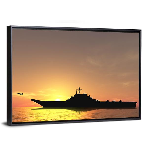 Aircraft Carrier On Sea Near Iraq Canvas Wall Art-3 Horizontal-Gallery Wrap-25" x 16"-Tiaracle