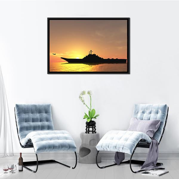 Aircraft Carrier On Sea Near Iraq Canvas Wall Art-3 Horizontal-Gallery Wrap-25" x 16"-Tiaracle