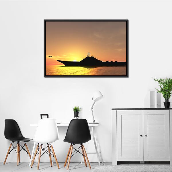 Aircraft Carrier On Sea Near Iraq Canvas Wall Art-3 Horizontal-Gallery Wrap-25" x 16"-Tiaracle