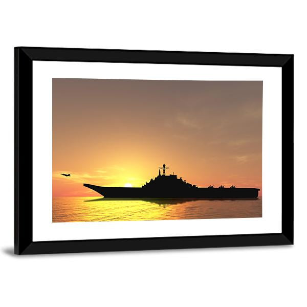 Aircraft Carrier On Sea Near Iraq Canvas Wall Art-3 Horizontal-Gallery Wrap-25" x 16"-Tiaracle