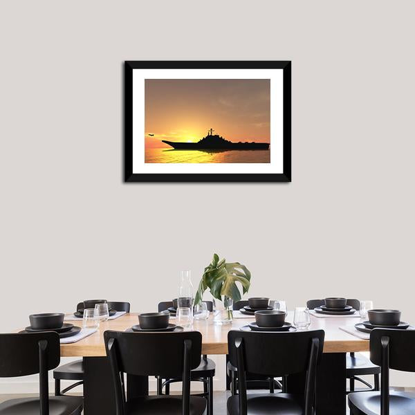Aircraft Carrier On Sea Near Iraq Canvas Wall Art-3 Horizontal-Gallery Wrap-25" x 16"-Tiaracle