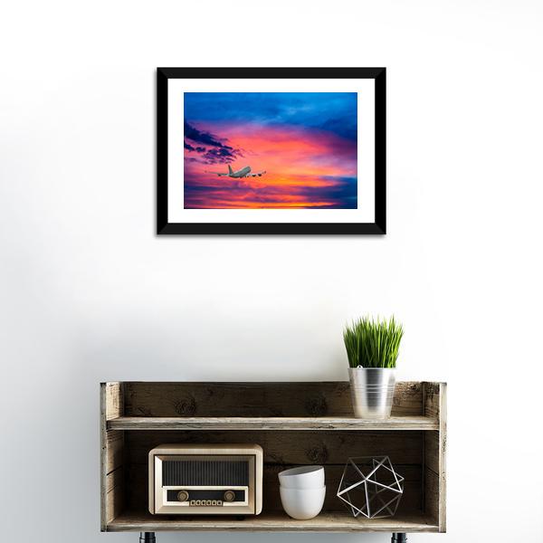 Aircraft In Sky With Cloud Canvas Wall Art-1 Piece-Framed Print-20" x 16"-Tiaracle