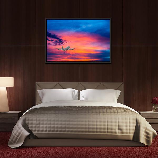 Aircraft In Sky With Cloud Canvas Wall Art-3 Horizontal-Gallery Wrap-25" x 16"-Tiaracle