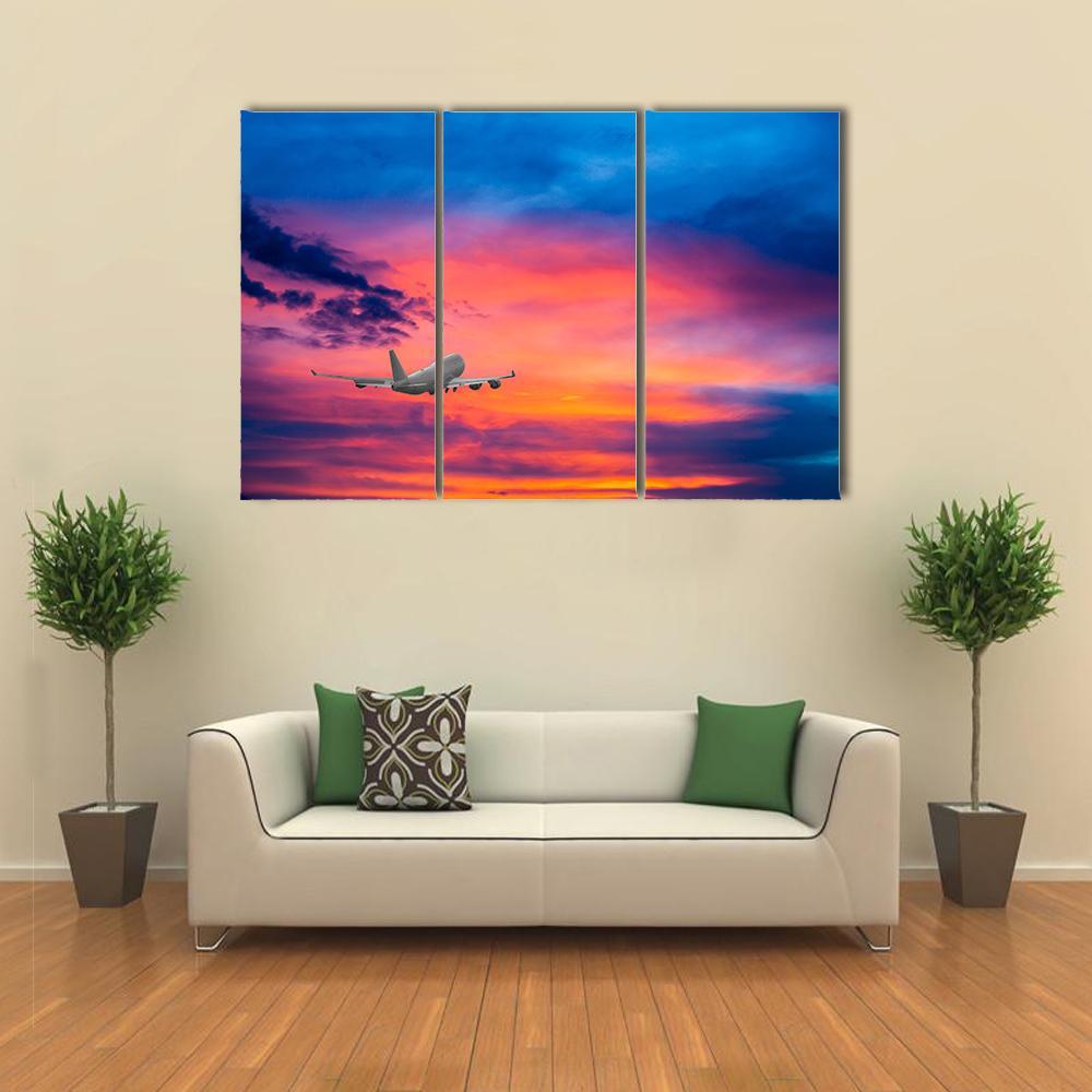 Aircraft In Sky With Cloud Canvas Wall Art-3 Horizontal-Gallery Wrap-37" x 24"-Tiaracle