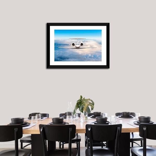 Aircraft Private Jet In Flight Canvas Wall Art-3 Horizontal-Gallery Wrap-25" x 16"-Tiaracle