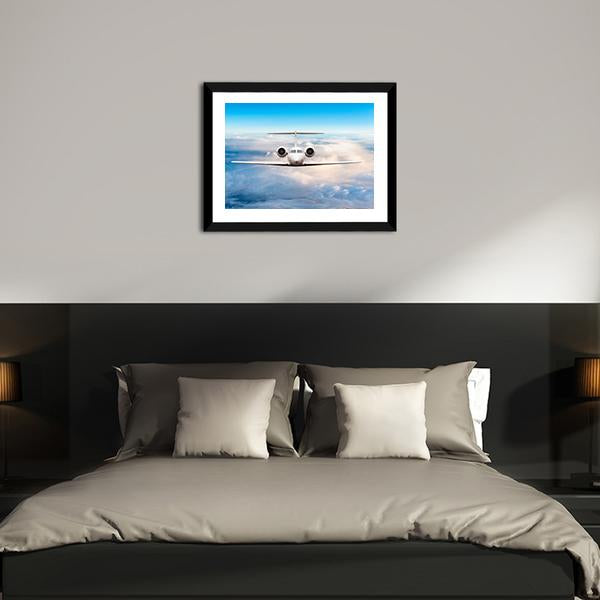 Aircraft Private Jet In Flight Canvas Wall Art-3 Horizontal-Gallery Wrap-25" x 16"-Tiaracle