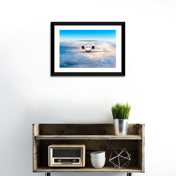 Aircraft Private Jet In Flight Canvas Wall Art-1 Piece-Framed Print-20" x 16"-Tiaracle