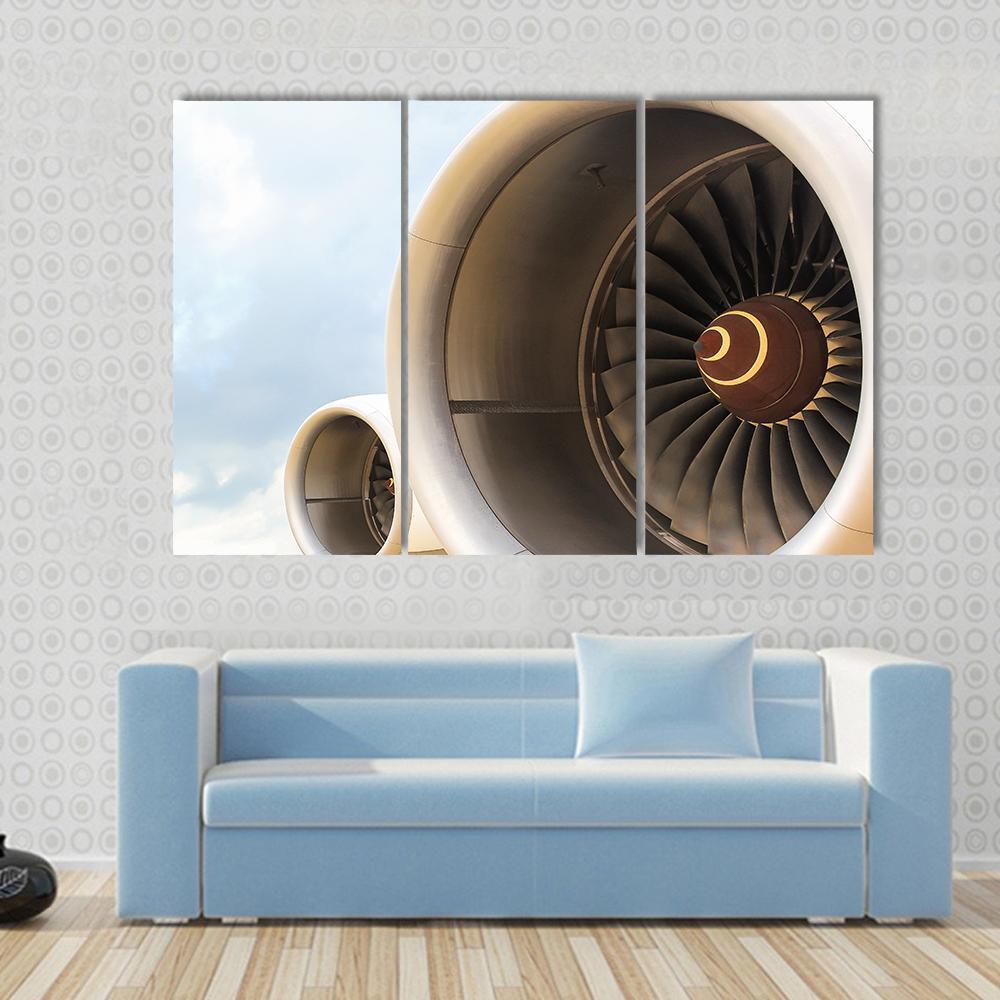 Airplane Engine Jet Canvas Wall Art-3 Horizontal-Gallery Wrap-37" x 24"-Tiaracle