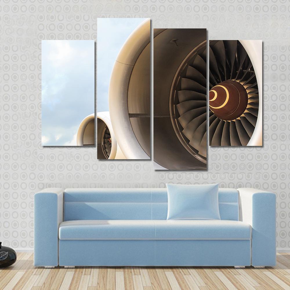 Airplane Engine Jet Canvas Wall Art-4 Pop-Gallery Wrap-50" x 32"-Tiaracle