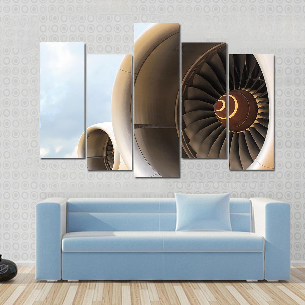 Airplane Engine Jet Canvas Wall Art-5 Pop-Gallery Wrap-47" x 32"-Tiaracle