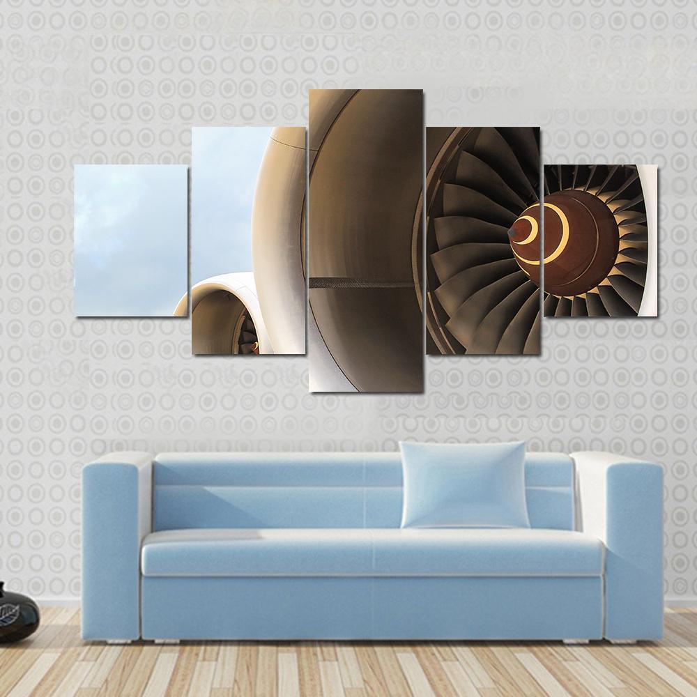 Airplane Engine Jet Canvas Wall Art-5 Star-Gallery Wrap-62" x 32"-Tiaracle