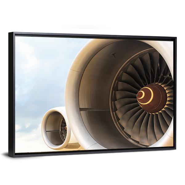 Airplane Engine Jet Canvas Wall Art-3 Horizontal-Gallery Wrap-25" x 16"-Tiaracle